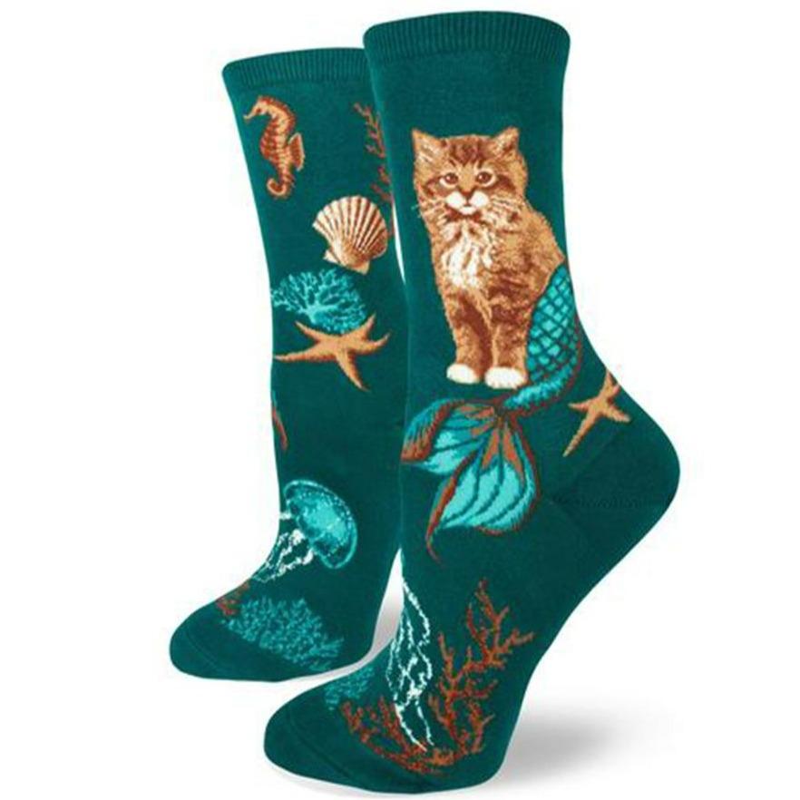 Purrmaids Socks Women's Crew Sock green