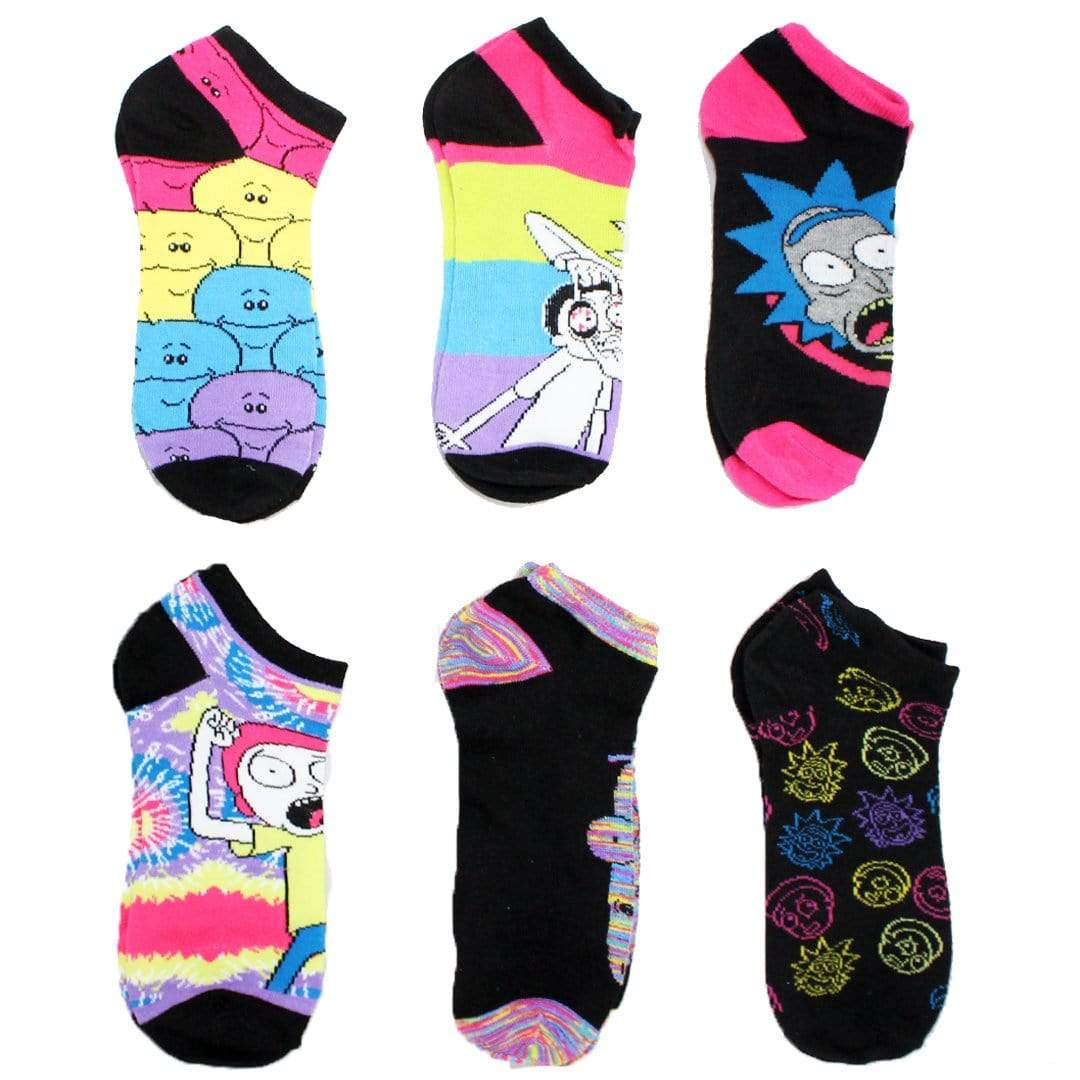 Rick & Morty Socks Unisex Ankle Sock 6-Pack black
