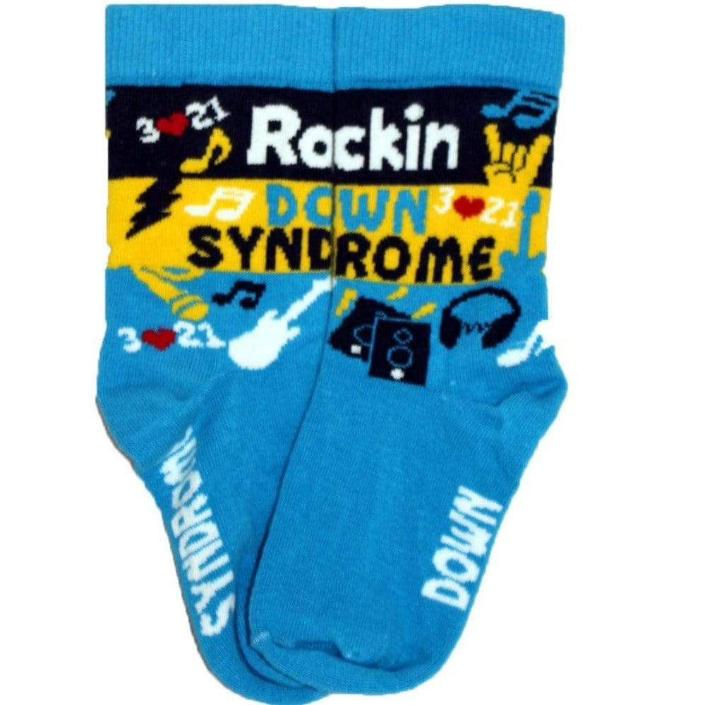 Rockin Down Syndrome Socks Junior Crew Sock Light Blue