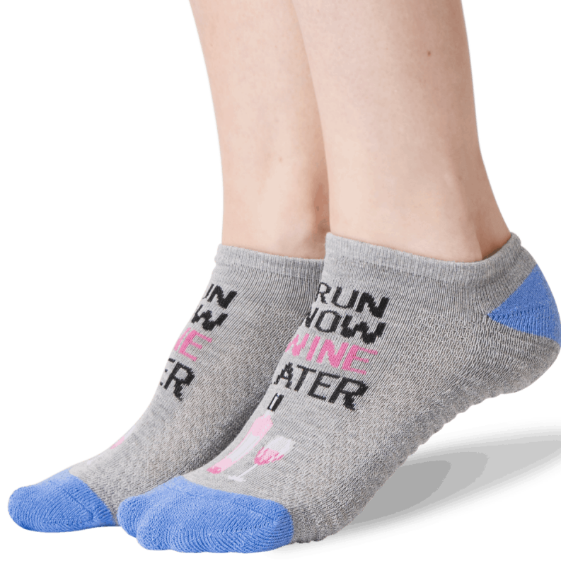 Run Now Wine Later Socks Women&#39;s Ankle Sock Grey