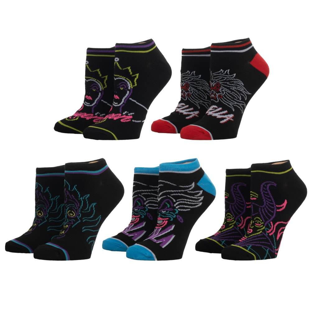Disney Villains 5 pair Ankle Socks Black