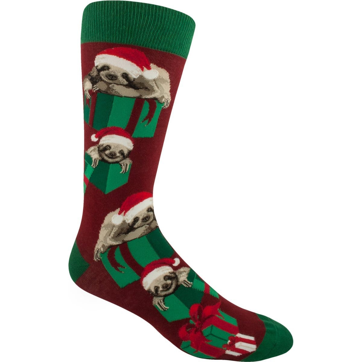 Santa Sloth Socks -Men’s Crew Sock red