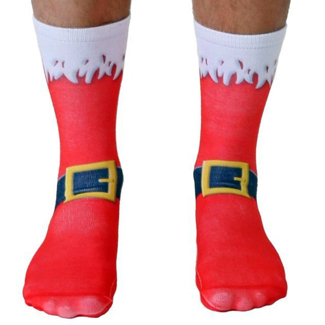 Santa Belt Christmas Socks  - Crew Sock Red