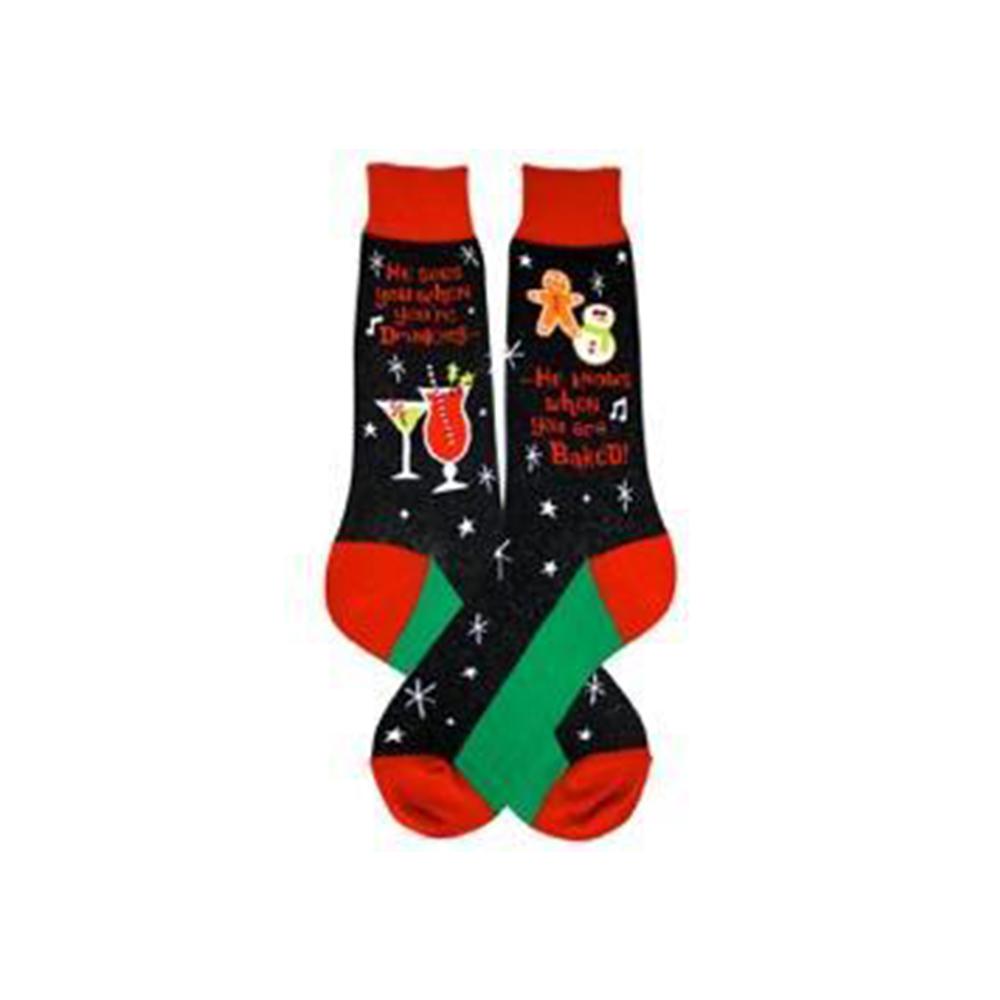 Santa Knows Socks Men’s Crew Sock black