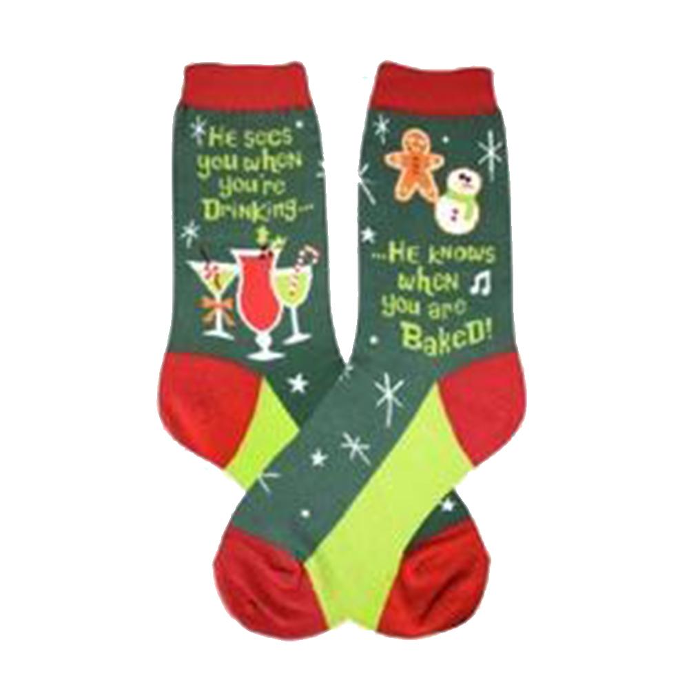 Santa Knows Socks Women&#39;s Crew Sock Green