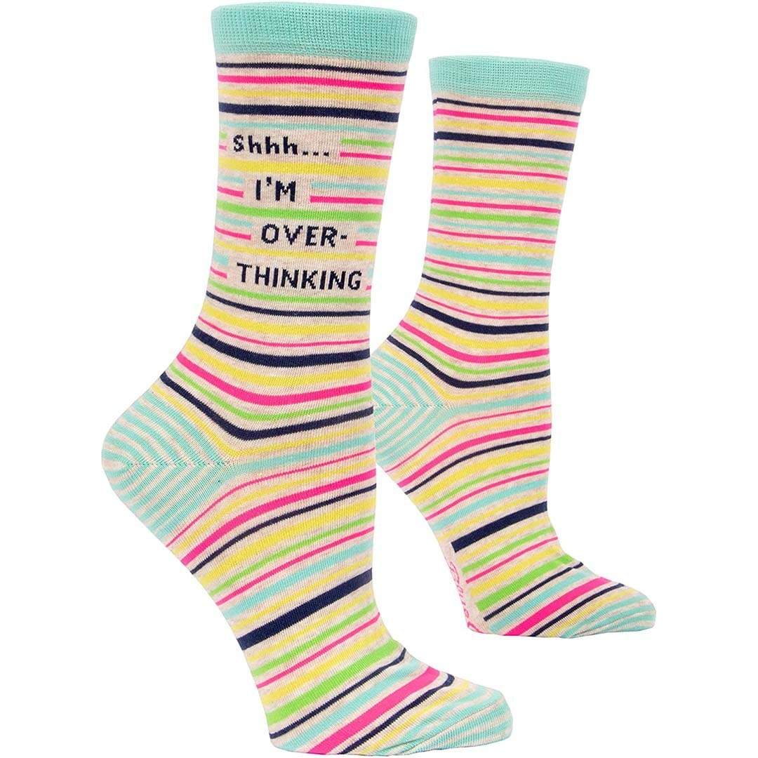Shhh I'm Overthinking Women's Crew Socks Tan