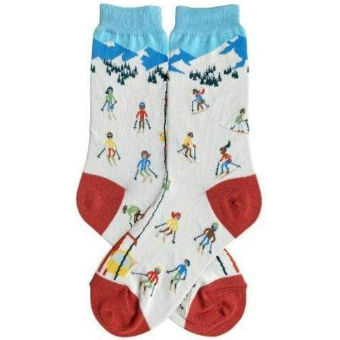 Skiing Men's Crew Socks White