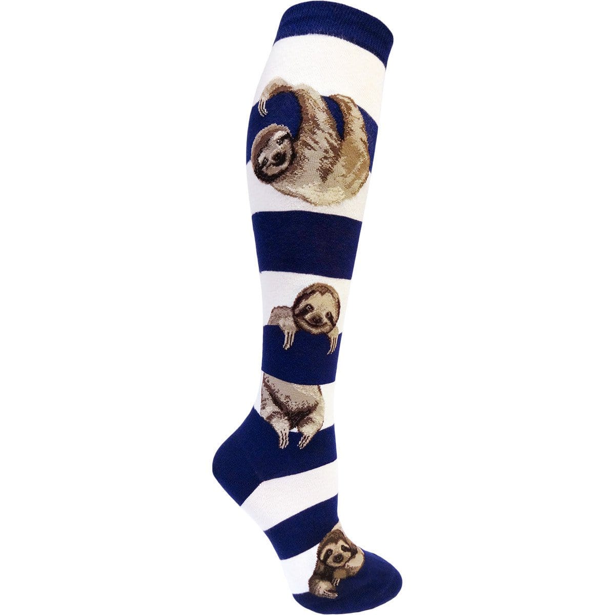 Sloth Stripe Sock Women&#39;s Knee High Socks Navy