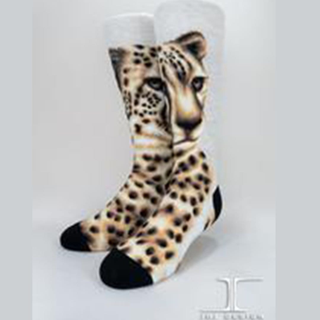 Snow Leopard Socks Unisex Crew Sock Medium / white