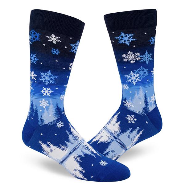 Snowflakes Men's Crew Socks Blue