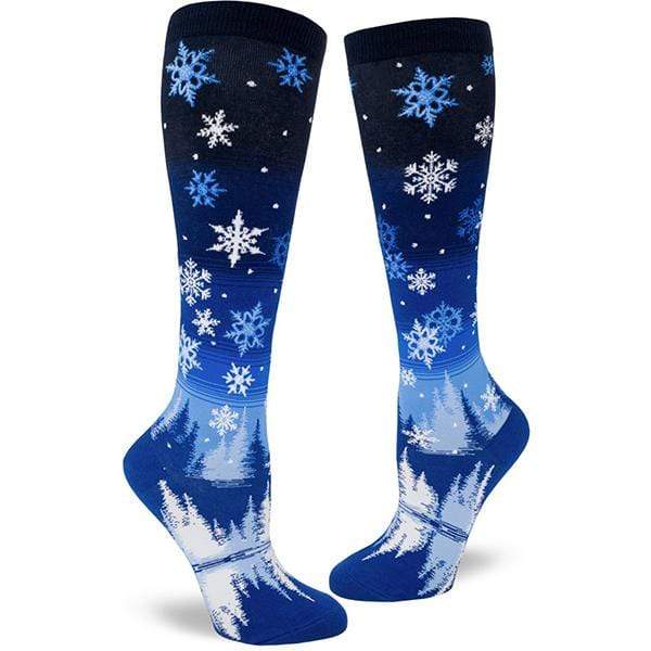 Snowflakes Women's Knee Socks Blue
