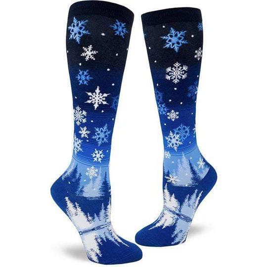 Snowflakes Women's Knee Socks Blue