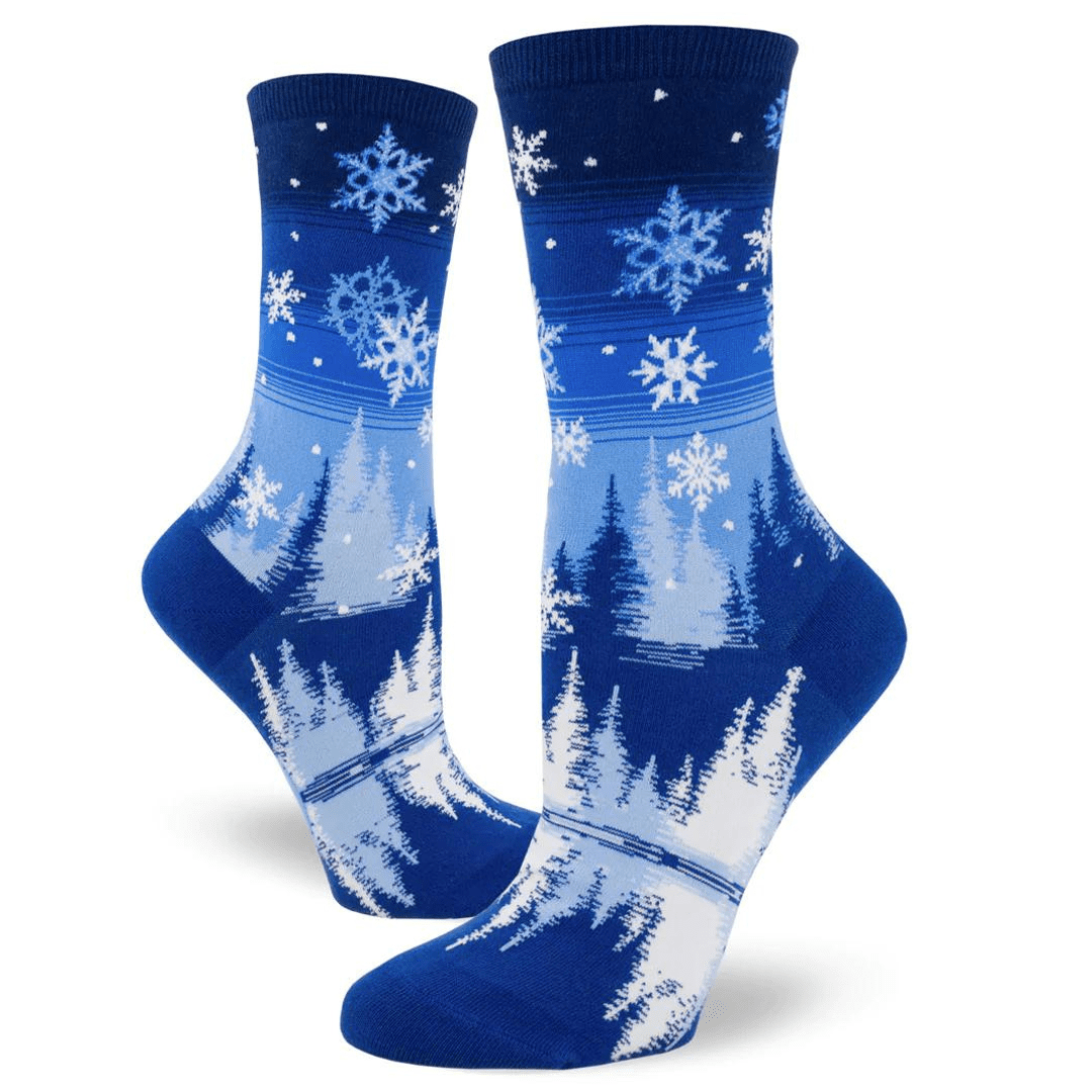 Snowflakes Women&#39;s Crew Socks Blue