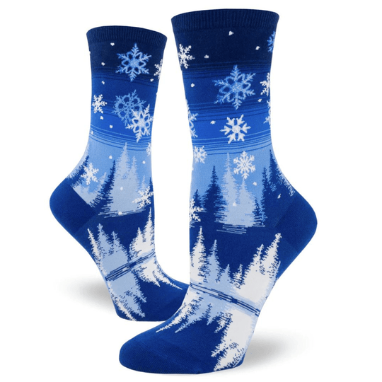 Snowflakes Women's Crew Socks Blue