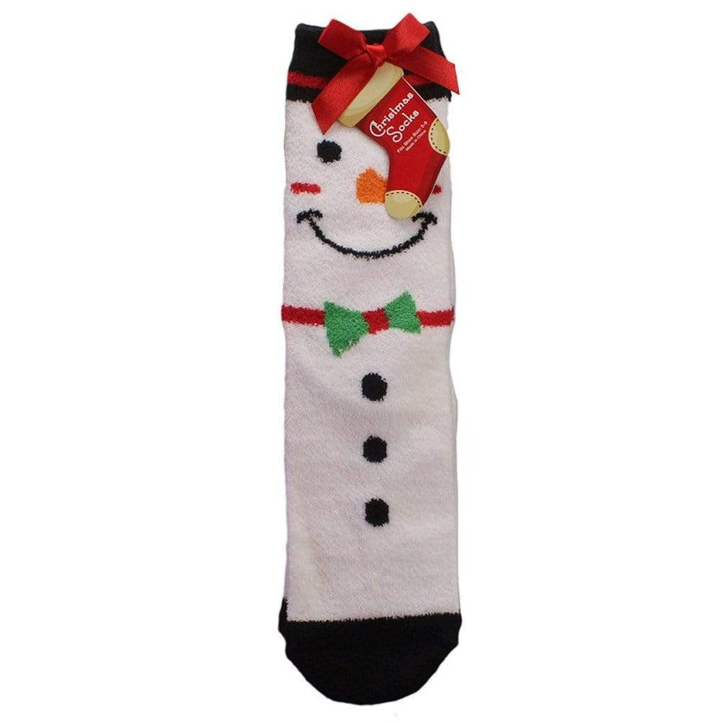 Holiday Slipper Sock For Women Snowman White