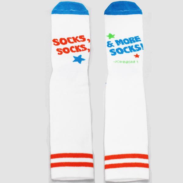 Johnism Socks, Socks, and More Socks Unisex Crew Sock One Size Fits Most / White