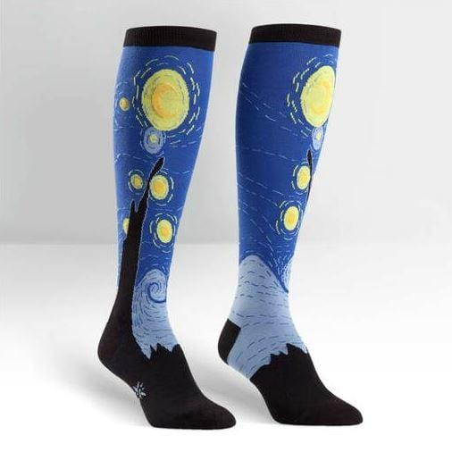 Starry Night Women&#39;s Wide Calf Knee High Socks Blue