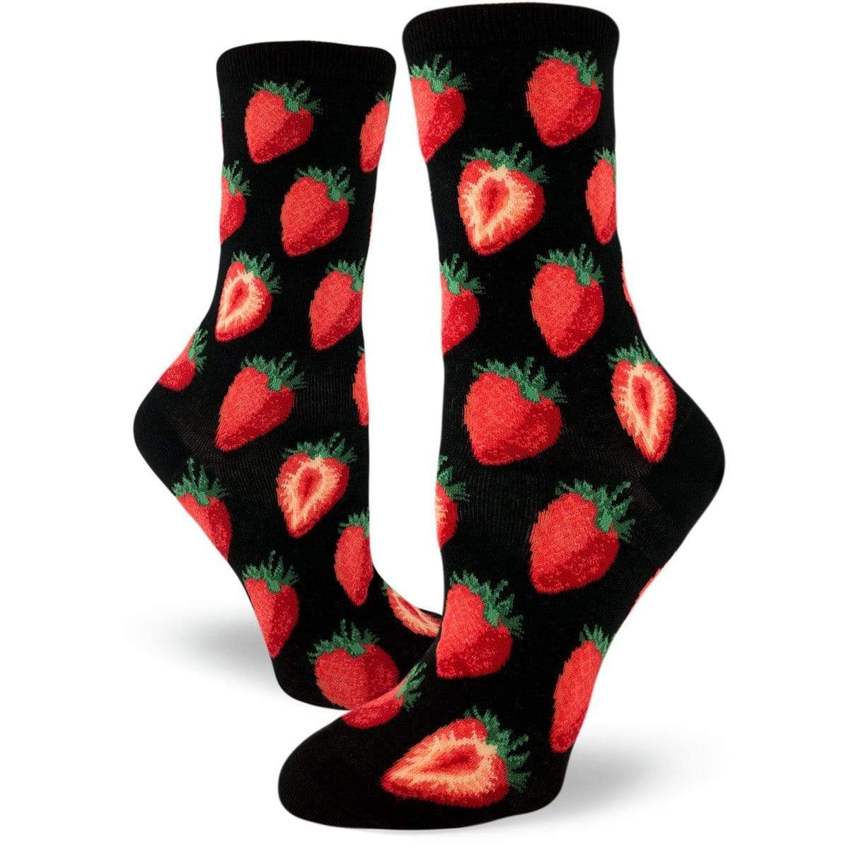 Strawberry Crew Socks for Women red