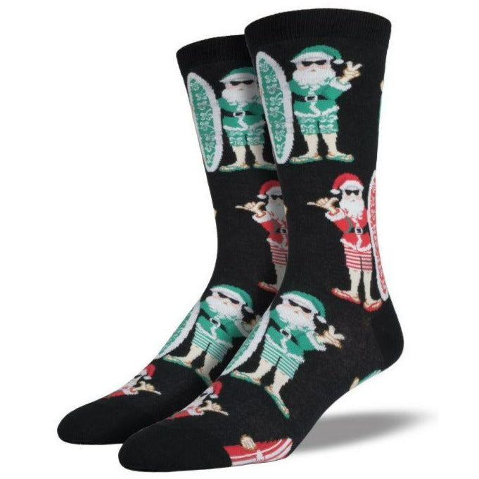 Surf-Santa Socks -Men’s Crew Sock Black