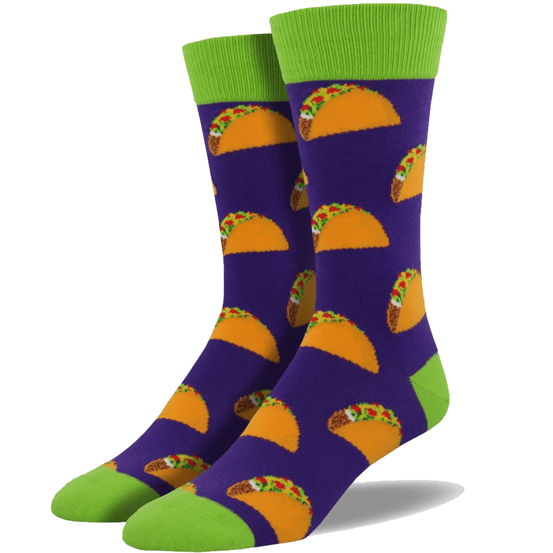 Purple Taco Socks Men’s Crew Sock Purple / Shoe Size 7-12