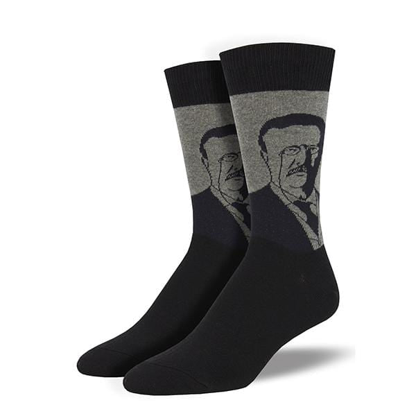 Teddy Roosevelt Socks Men&#39;s Crew Socks Heather Grey / Shoe Size 7-12