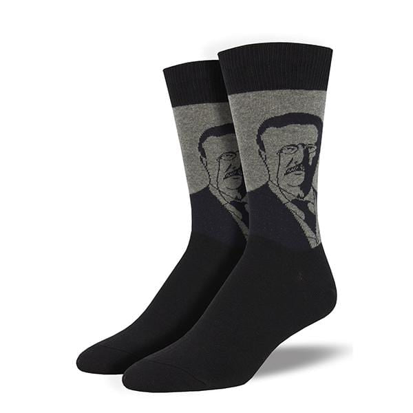 Teddy Roosevelt Socks Men's Crew Socks Heather Grey / Shoe Size 7-12