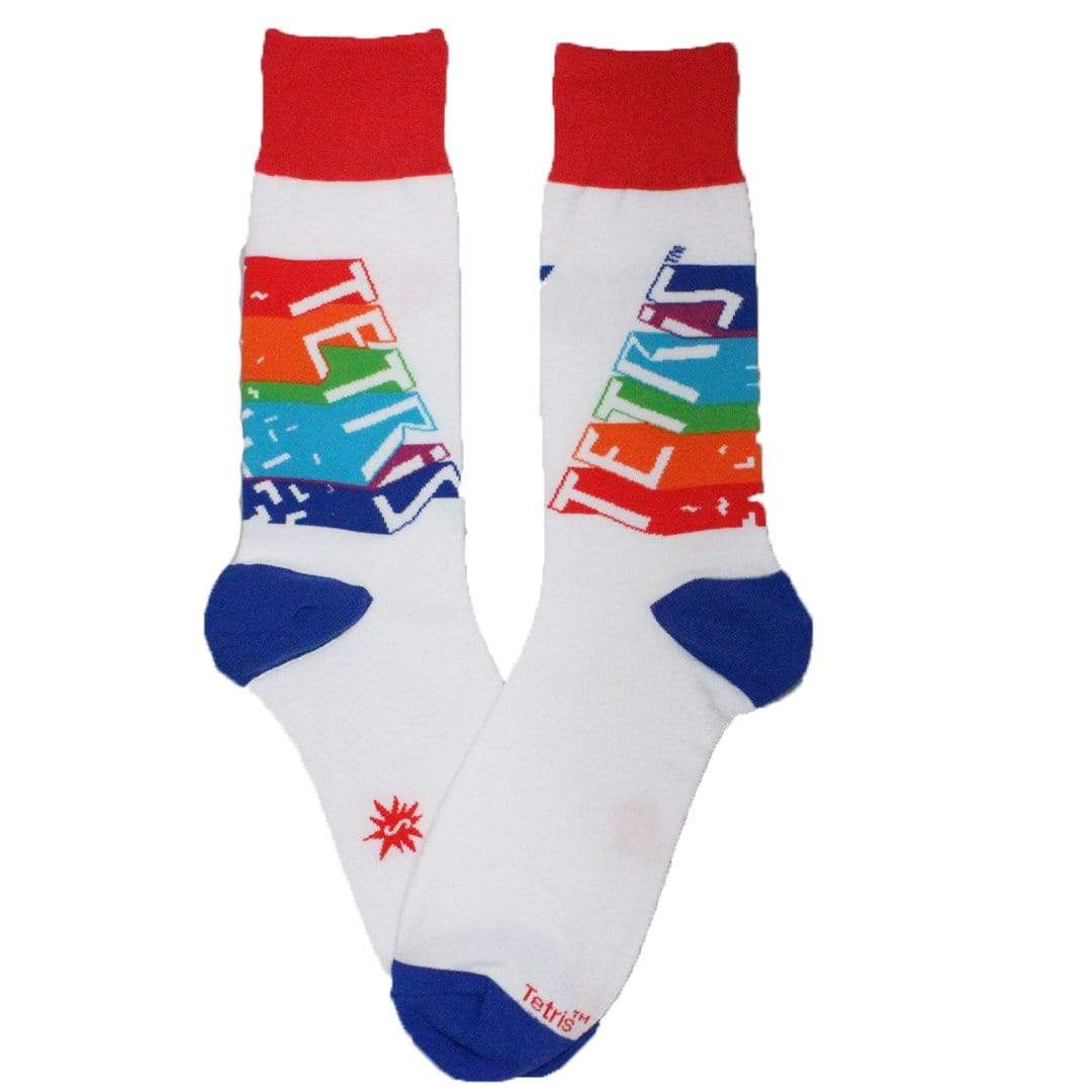 Tetris Sock  Retro Crew Socks Men / White