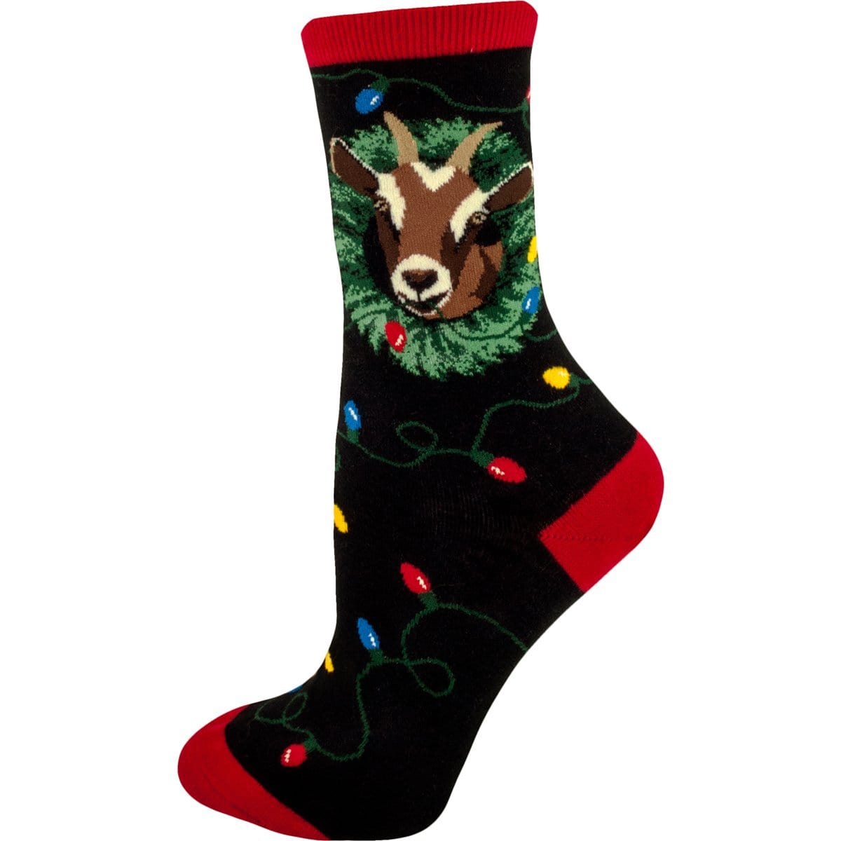 The Goat Who Ate Christmas Socks Women&#39;s Crew Sock black