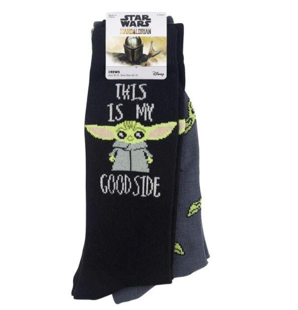 Baby Yoda This Is My Good Side Unisex 2 pack Crew Socks Grey