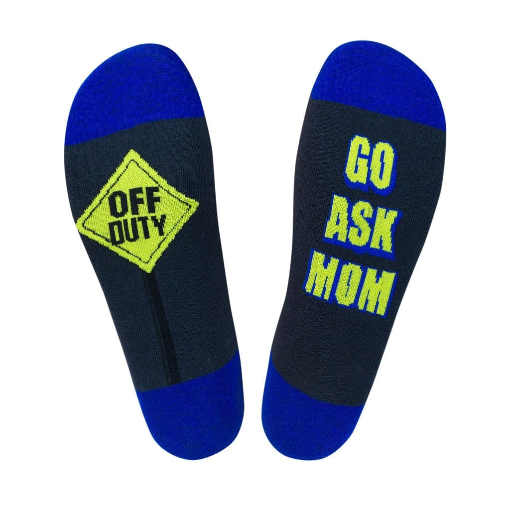 Off Duty Go Ask Mom Unisex Crew Socks Black