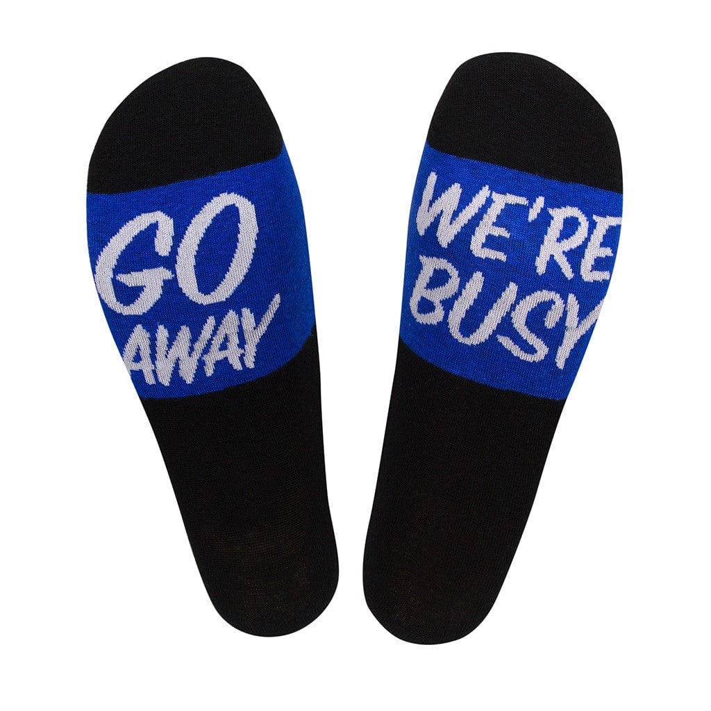 Go Away We're Busy Unisex Crew Socks Black