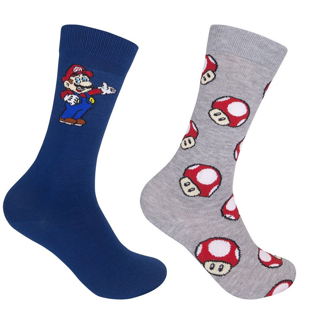 Super Mario 2 Pack Crew Socks Multi