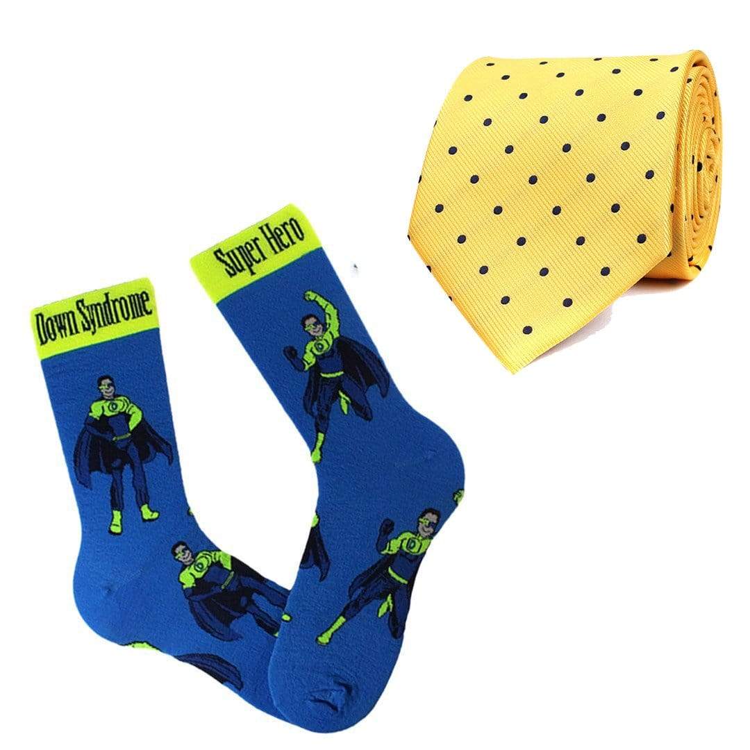 Down Syndrome Tie And Sock Pack Yellow / Blue