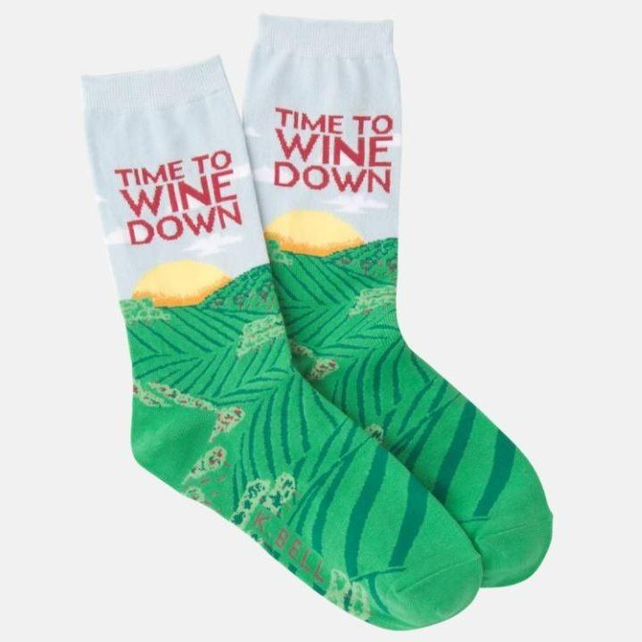 Wine Down Socks -Women's Crew Sock Multi
