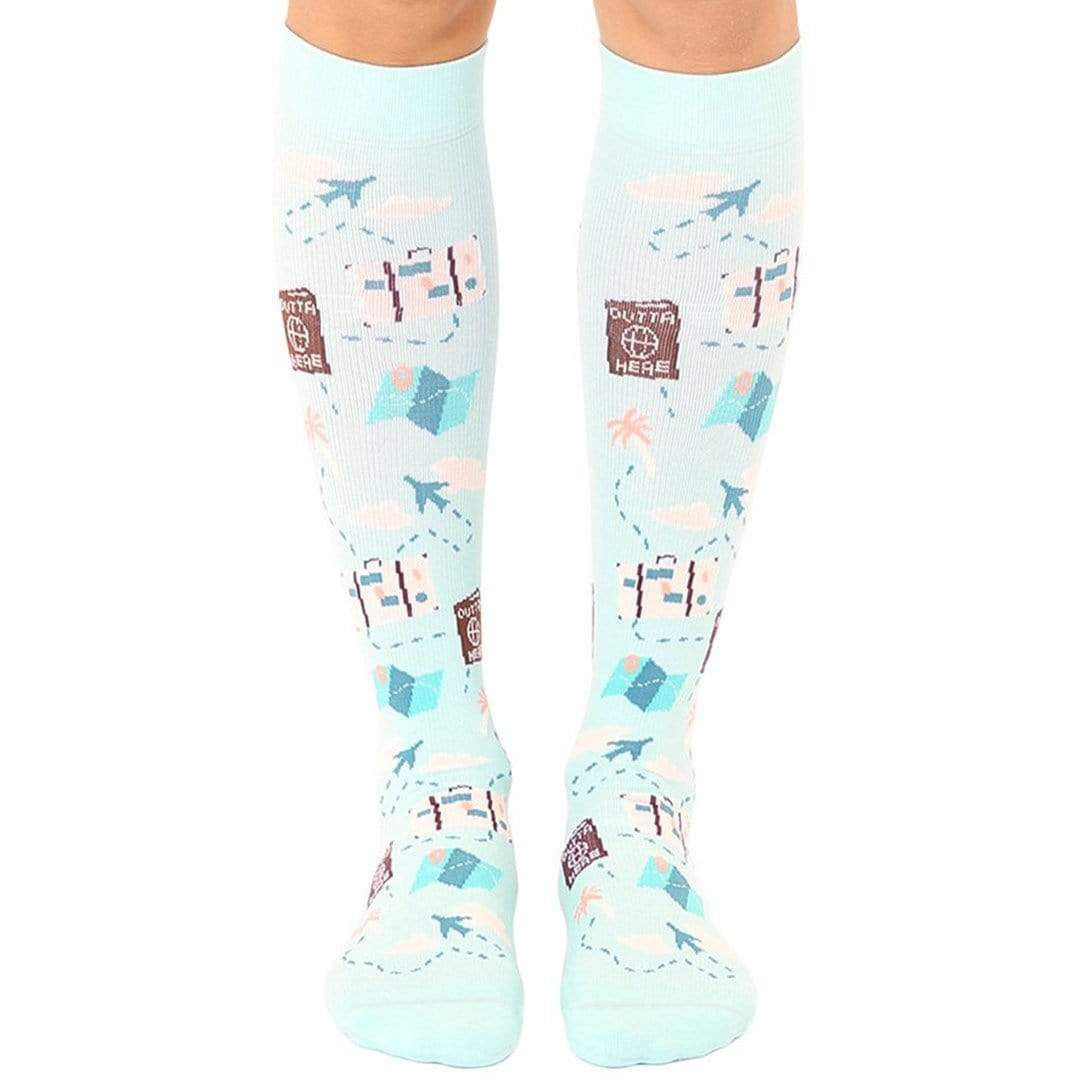 Travel Compression Knee High Socks Blue