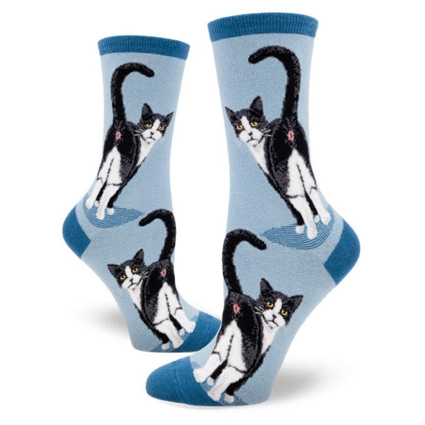 Tuxedo Cat Butt Women's Crew Socks Blue
