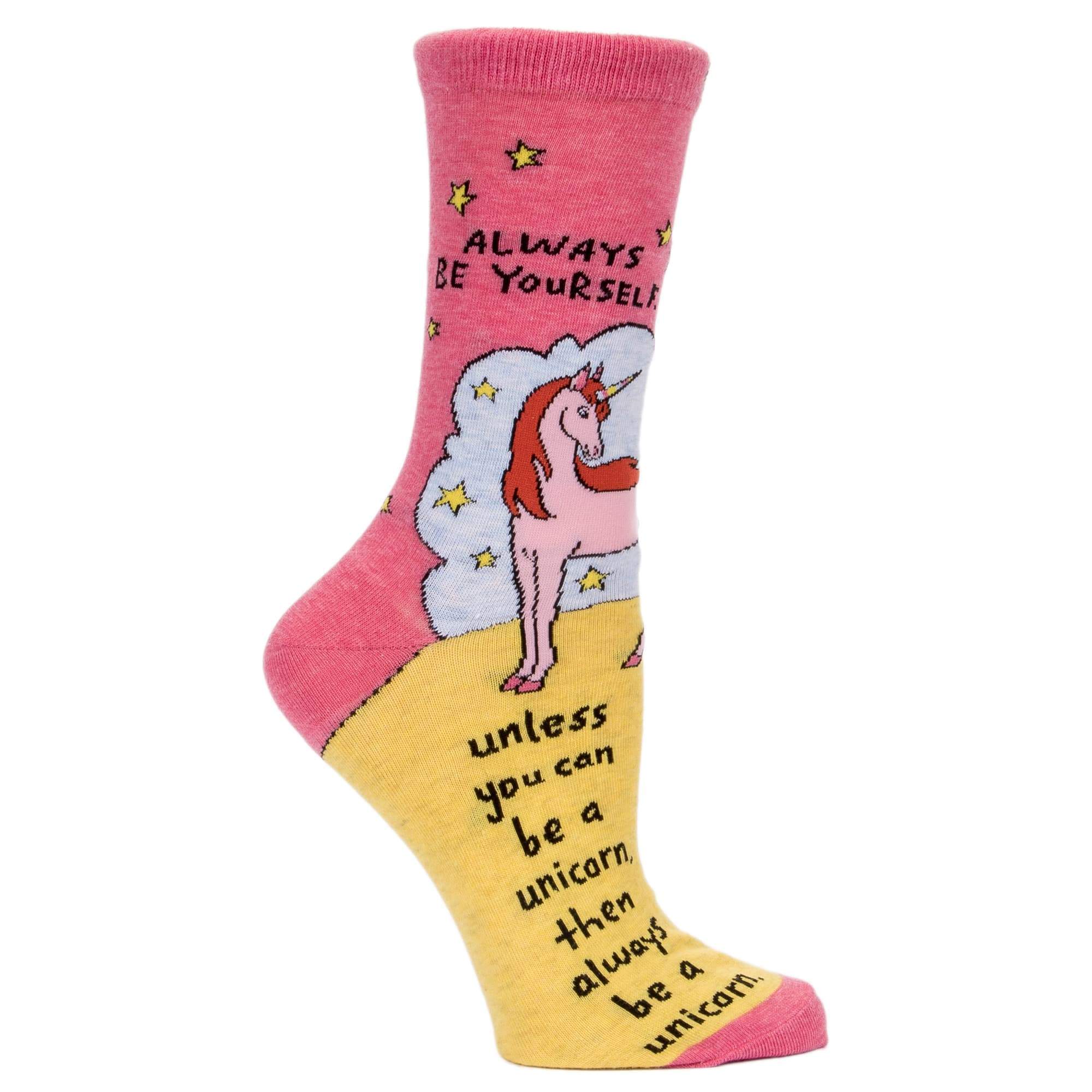 Always Be A Unicorn Socks Women's Crew Sock pink