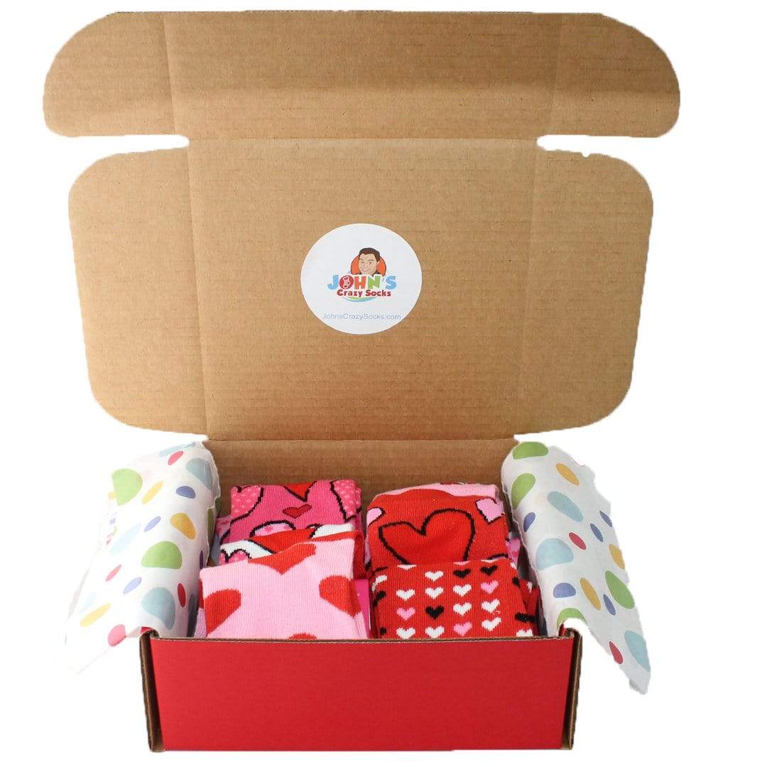 Valentine's Day 6 pack Crew Socks Gift Box Red / Pink