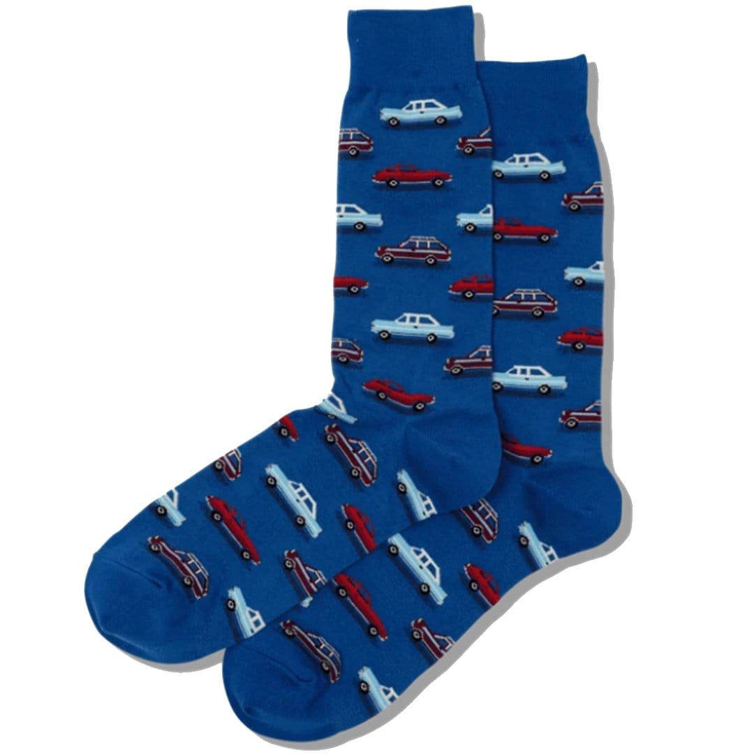 Vintage Cars Socks Men’s Crew Sock Blue