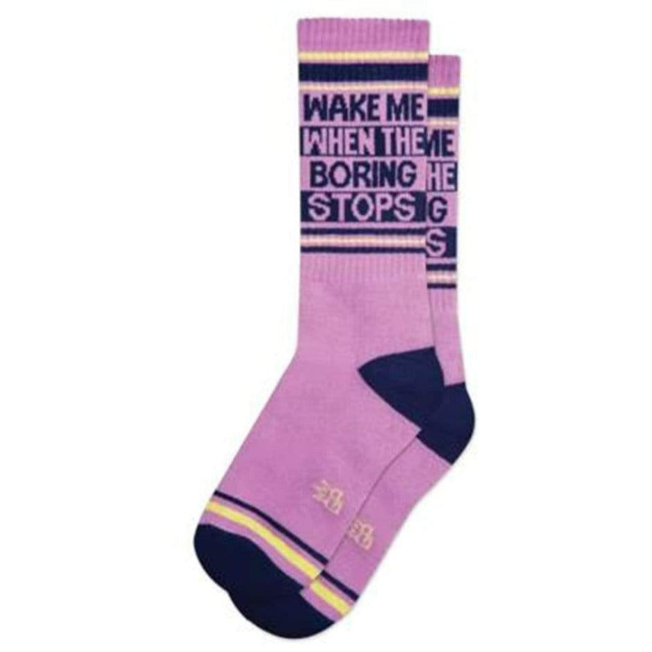 Wake Me When The Boring Stops Unisex Crew Socks Lavender