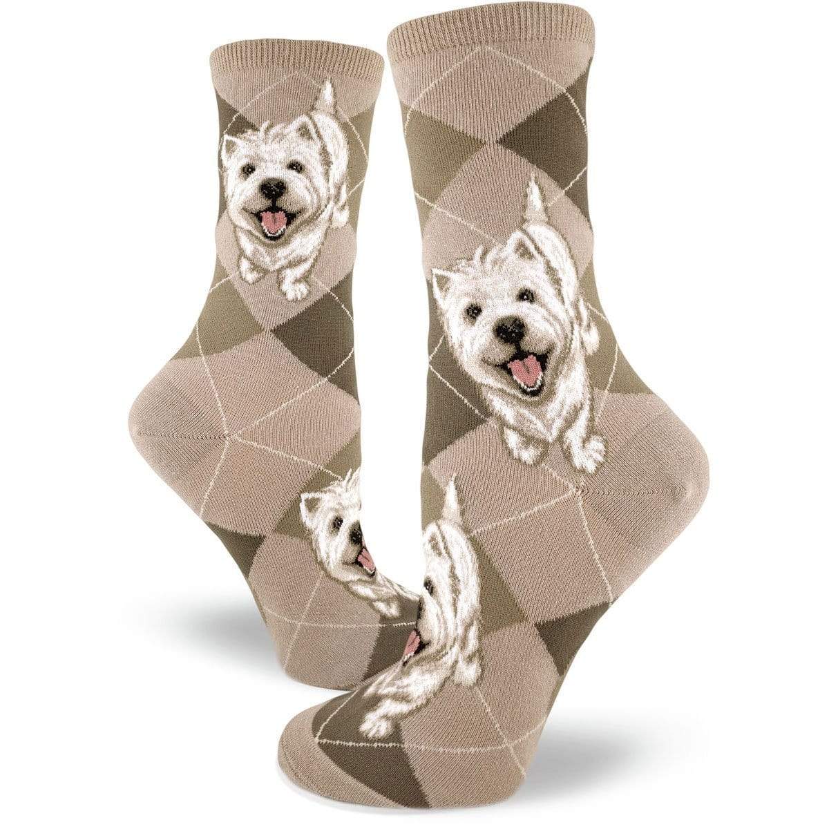 Westies Dog Socks Women&#39;s Crew Sock tan