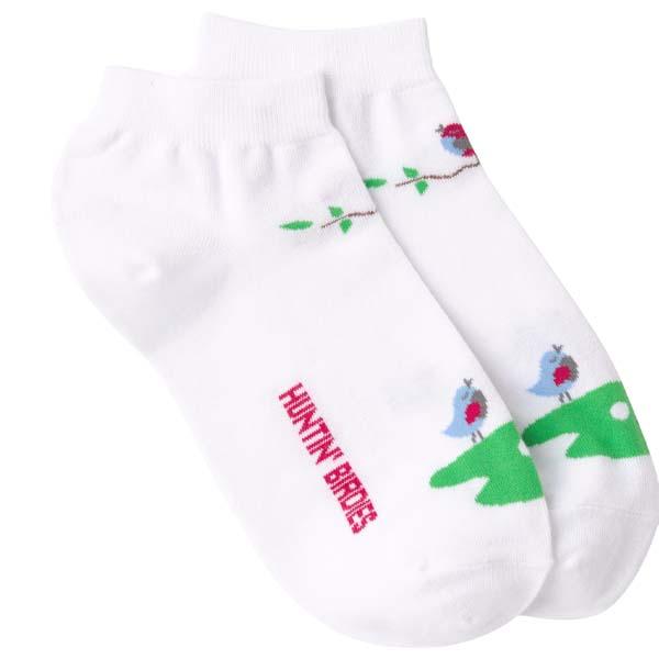 Huntin' Birdies Socks Women's Ankle Sock White