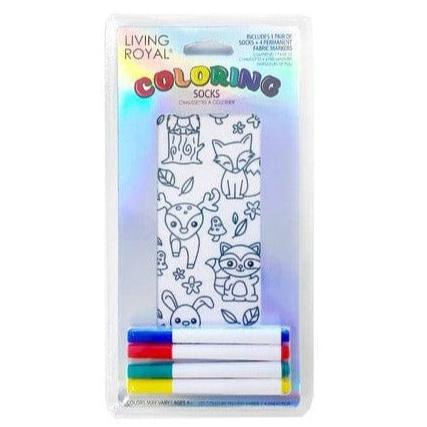Woodland Animal Coloring Socks White