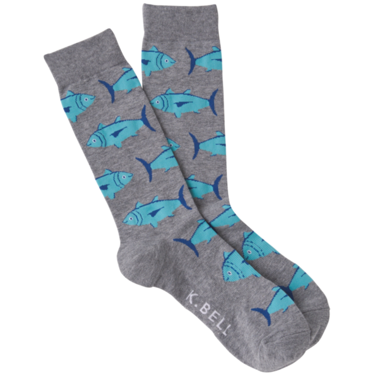 Blue Fin Tuna Men's Crew Socks Grey