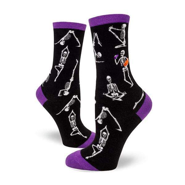 Skeleton Yoga Women's Crew Socks Black / Purple