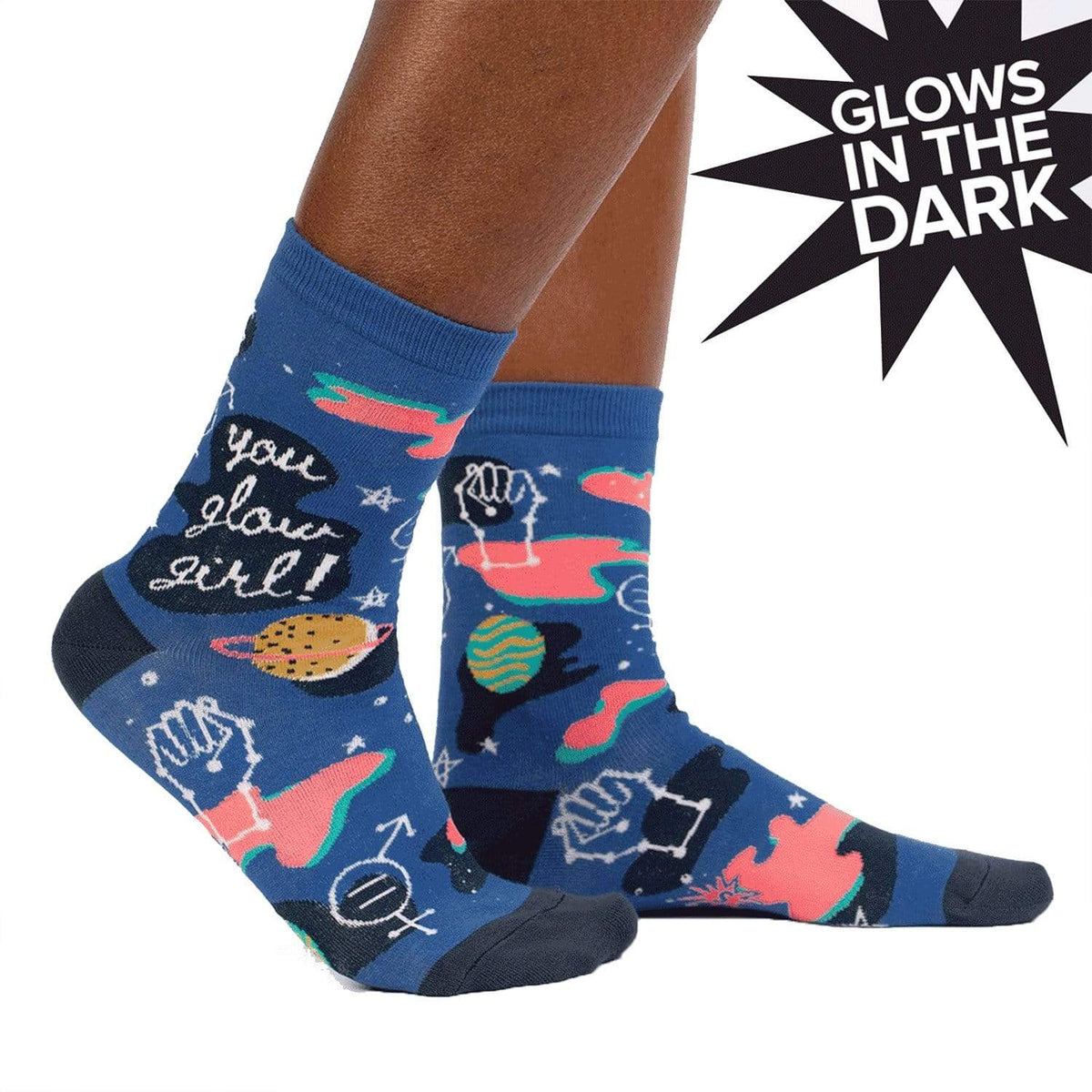 You Glow Girl Socks Women&#39;s Crew Sock Blue