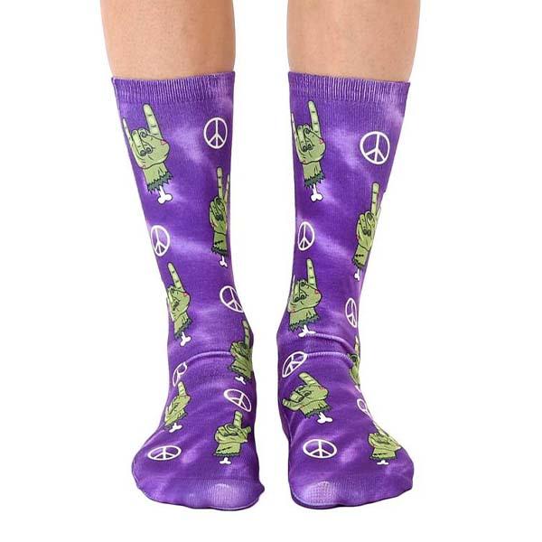Zombie Peace & Love Crew Socks Purple
